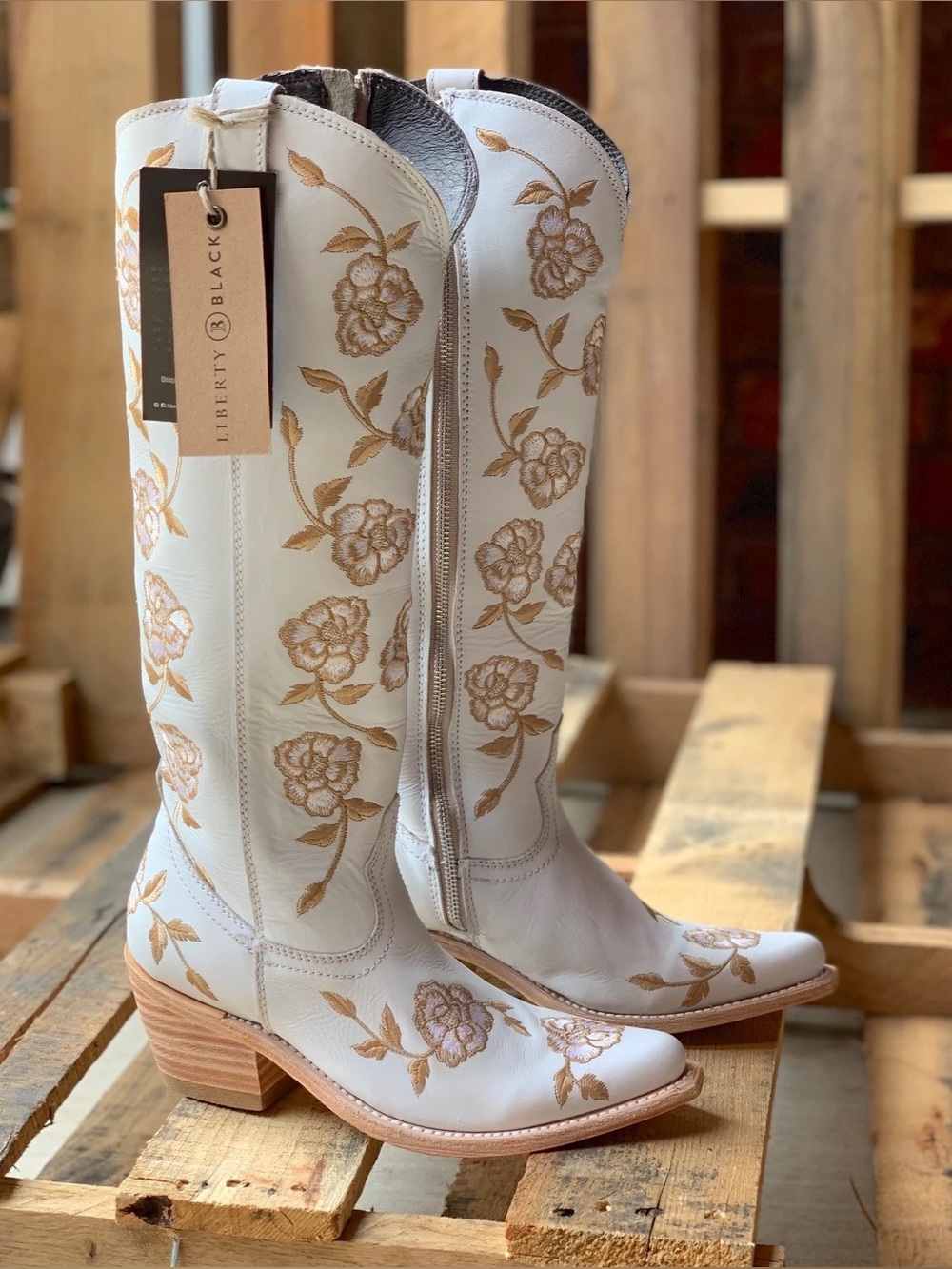 Liberty Black Garden Blanco Floral Western Boots White 11